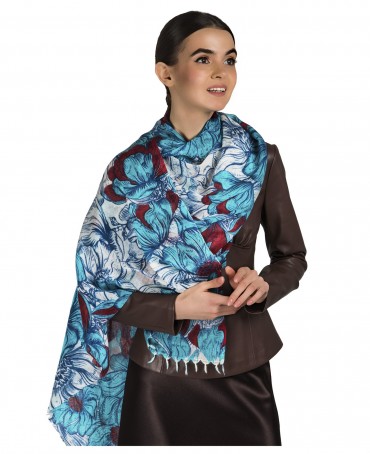 Палантин Женский W40-FLEUR.LINEARE/BLEU